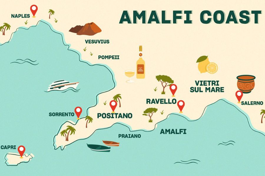 mapa costa amalfitana